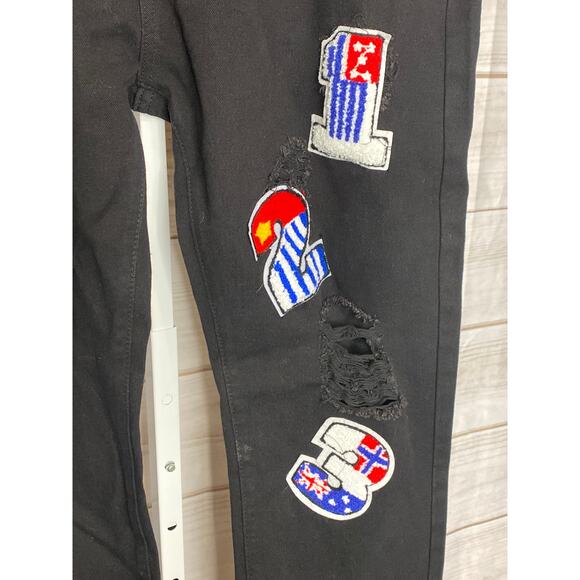 Unbranded mens Size 38 Black Distressed Patches Ankle Length Jeans - Picture 3 of 6